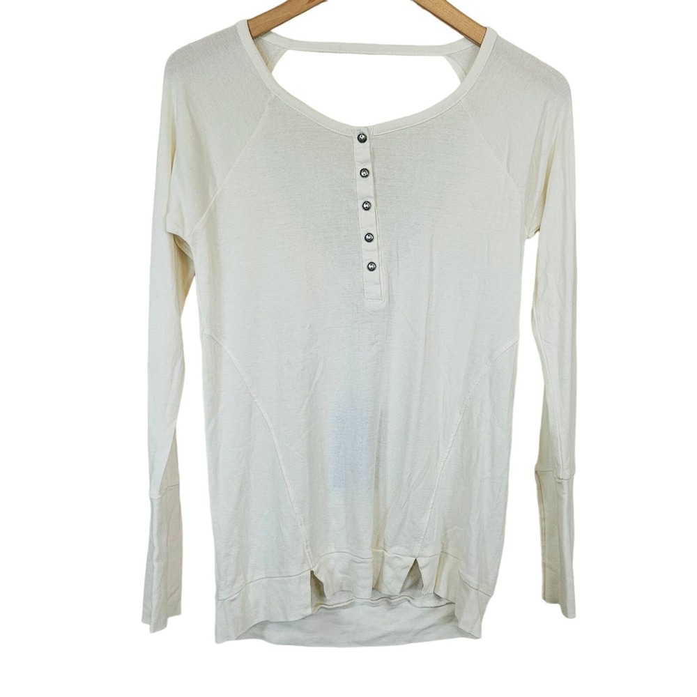Chaser Henley Long Sleeve Top Ivory Cream Women's Medium NWT